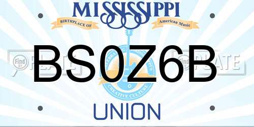 BS0Z6B Mississippi License Plate