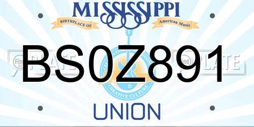 BS0Z891 Mississippi License Plate