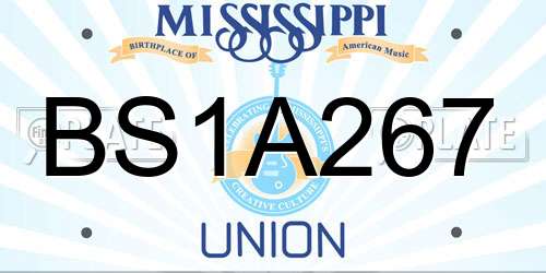 BS1A267 Mississippi License Plate