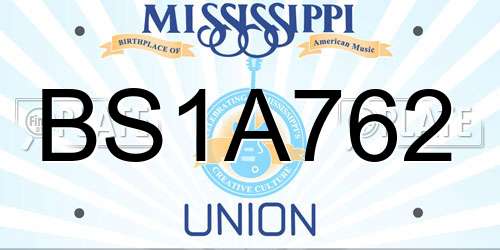 BS1A762 Mississippi License Plate