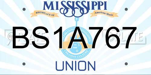 BS1A767 Mississippi License Plate