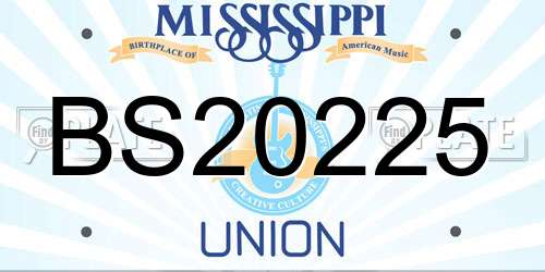 BS20225 Mississippi License Plate