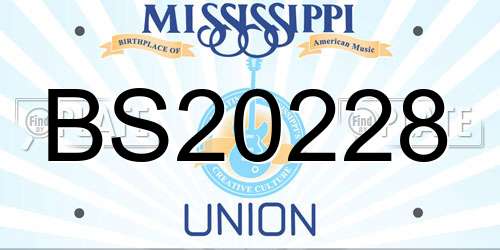 BS20228 Mississippi License Plate