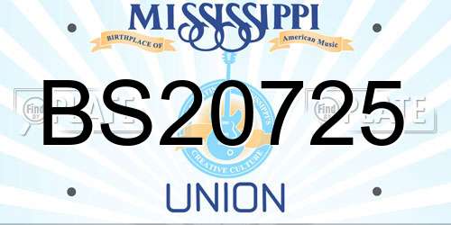 BS20725 Mississippi License Plate