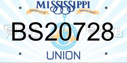 BS20728 Mississippi License Plate