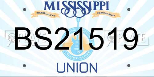 BS21519 Mississippi License Plate