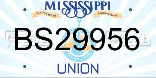 BS29956 Mississippi License Plate