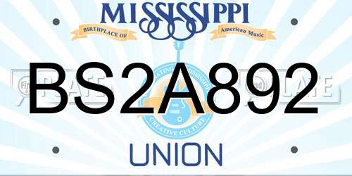 BS2A892 Mississippi License Plate