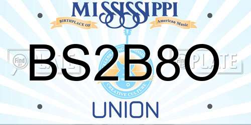 BS2B8O Mississippi License Plate