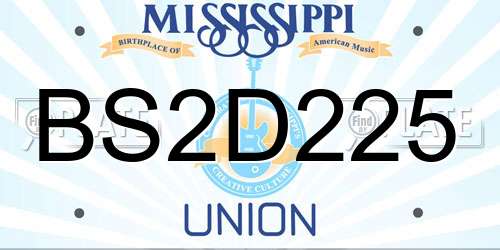 BS2D225 Mississippi License Plate