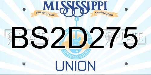 BS2D275 Mississippi License Plate