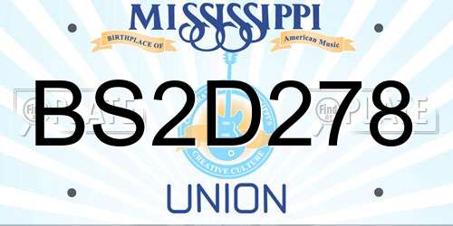 BS2D278 Mississippi License Plate