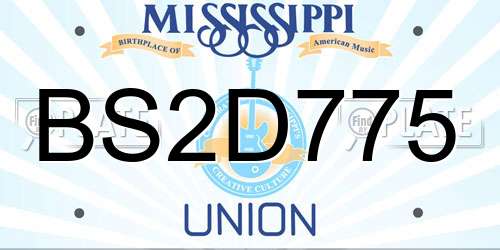 BS2D775 Mississippi License Plate