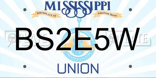 BS2E5W Mississippi License Plate