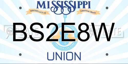 BS2E8W Mississippi License Plate