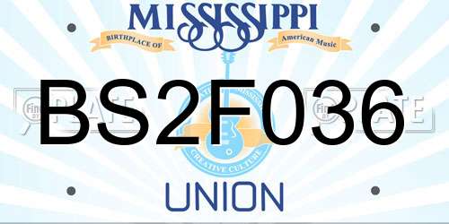 BS2F036 Mississippi License Plate