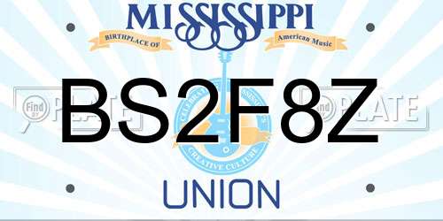 BS2F8Z Mississippi License Plate