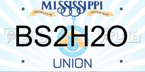 BS2H2O Mississippi License Plate