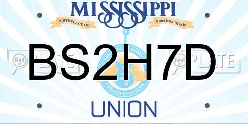BS2H7D Mississippi License Plate