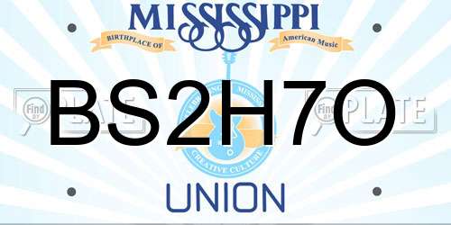 BS2H7O Mississippi License Plate