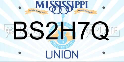BS2H7Q Mississippi License Plate