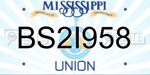 BS2I958 Mississippi License Plate