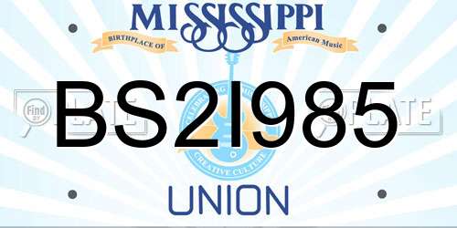 BS2I985 Mississippi License Plate