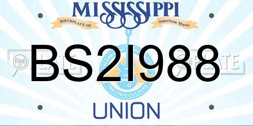 BS2I988 Mississippi License Plate