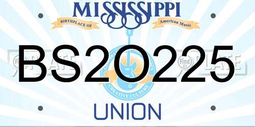 BS2O225 Mississippi License Plate