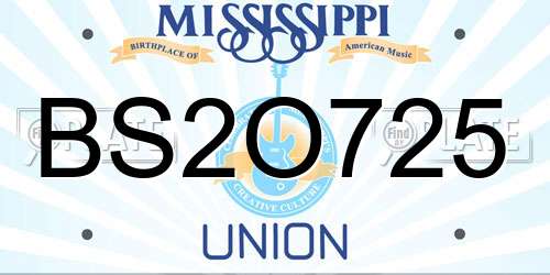 BS2O725 Mississippi License Plate