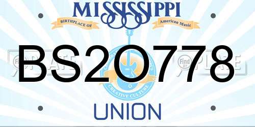 BS2O778 Mississippi License Plate