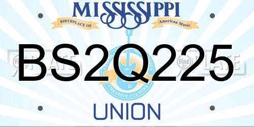BS2Q225 Mississippi License Plate