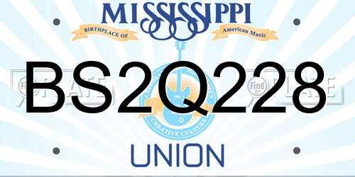 BS2Q228 Mississippi License Plate