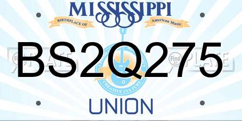 BS2Q275 Mississippi License Plate