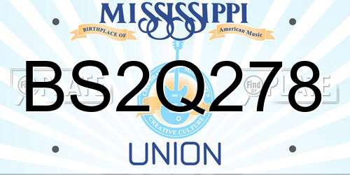 BS2Q278 Mississippi License Plate