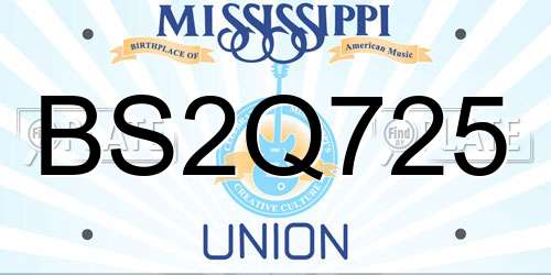 BS2Q725 Mississippi License Plate
