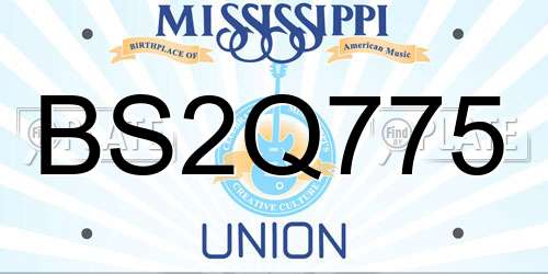 BS2Q775 Mississippi License Plate