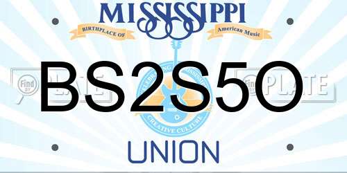 BS2S5O Mississippi License Plate