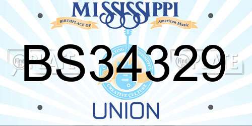 BS34329 Mississippi License Plate