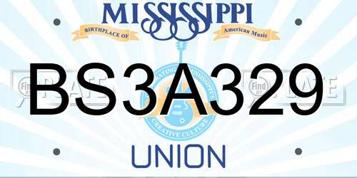 BS3A329 Mississippi License Plate