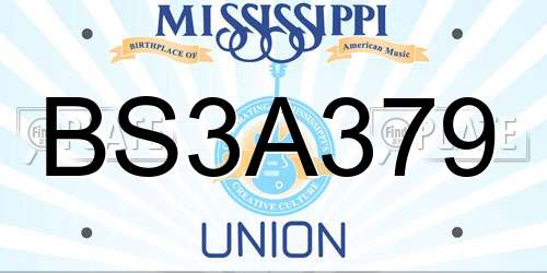 BS3A379 Mississippi License Plate