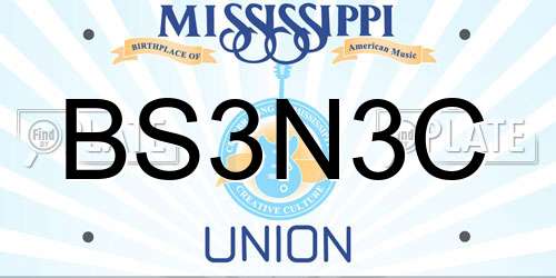 BS3N3C Mississippi License Plate