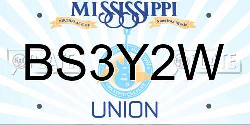 BS3Y2W Mississippi License Plate