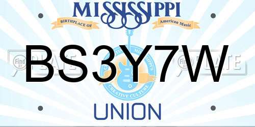 BS3Y7W Mississippi License Plate