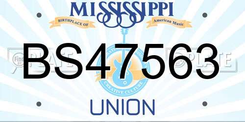 BS47563 Mississippi License Plate