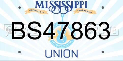 BS47863 Mississippi License Plate
