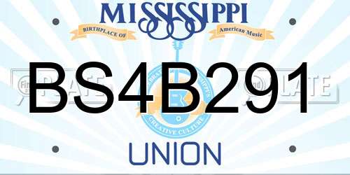 BS4B291 Mississippi License Plate