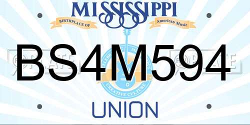 BS4M594 Mississippi License Plate