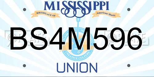 BS4M596 Mississippi License Plate