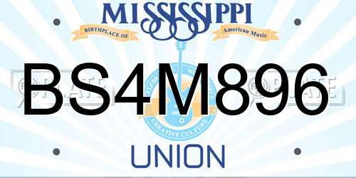 BS4M896 Mississippi License Plate